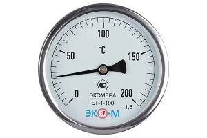 Термометр биметаллический ЭКОМЕРА БТ-1-100, 0-200С, L=60 1