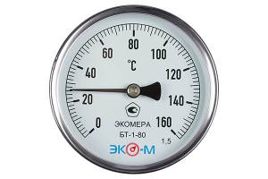 Термометр биметаллический ЭКОМЕРА БТ-1-80, 0-160С, L=60 1