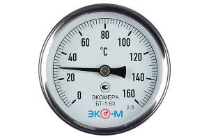 Термометр биметаллический ЭКОМЕРА БТ-1-63, 0-160С, L=40 1