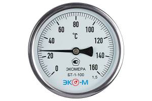 Термометр биметаллический ЭКОМЕРА БТ-1-100, 0-160С, L=40 1