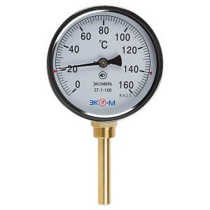 Термометр биметаллический ЭКОМЕРА БТ-1-100, 0-160С, L=40 радиальный 1