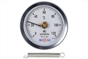 Термометр биметаллический ЭКОМЕРА БТ-1-63, 0-120С накладной 1
