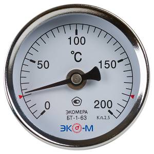 Термометр биметаллический ЭКОМЕРА БТ-1-63, 0-200С, L=60 1