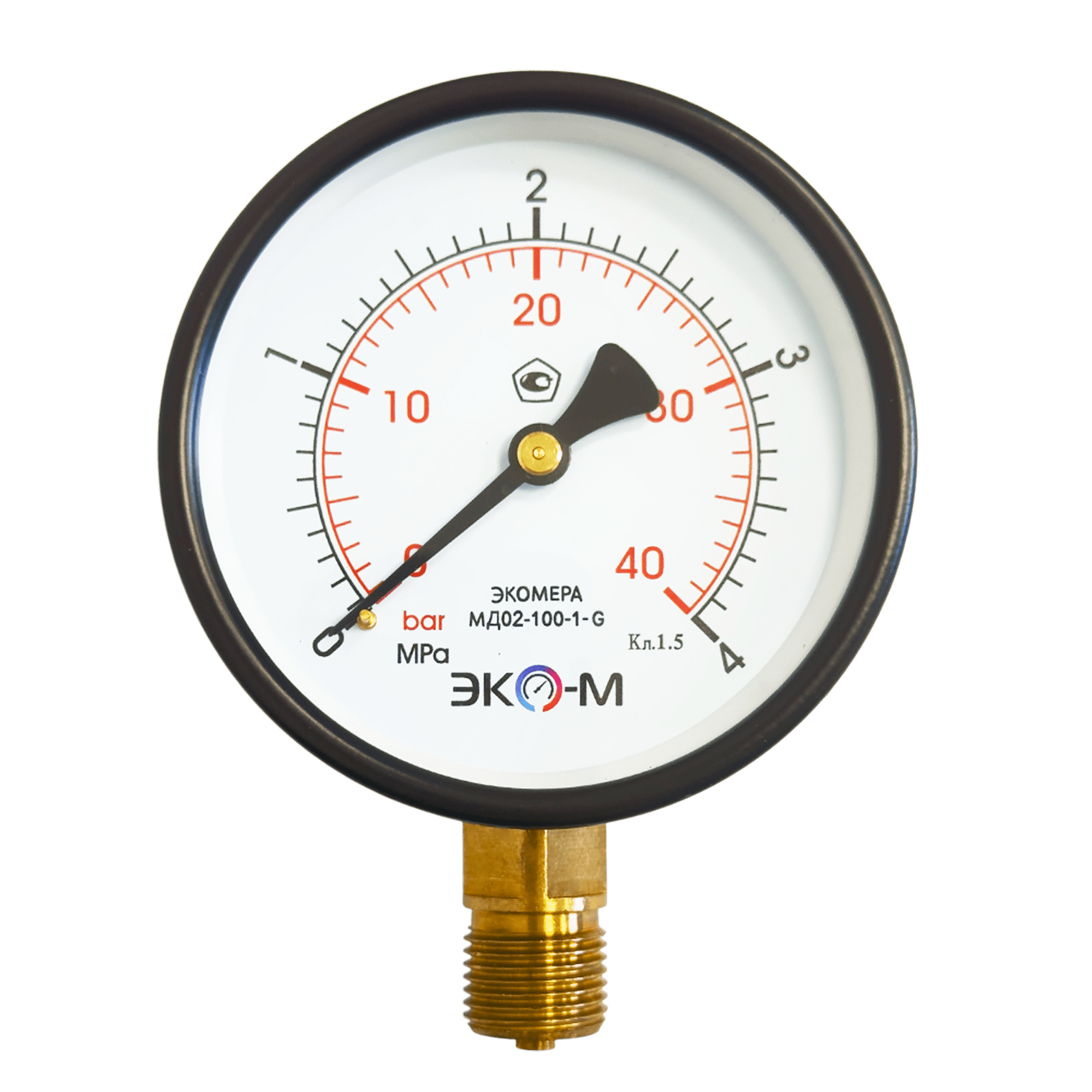 МД-02-100-1-G-4-min Манометр ЭКОМЕРА МД02-100мм 0..40бар G12 1