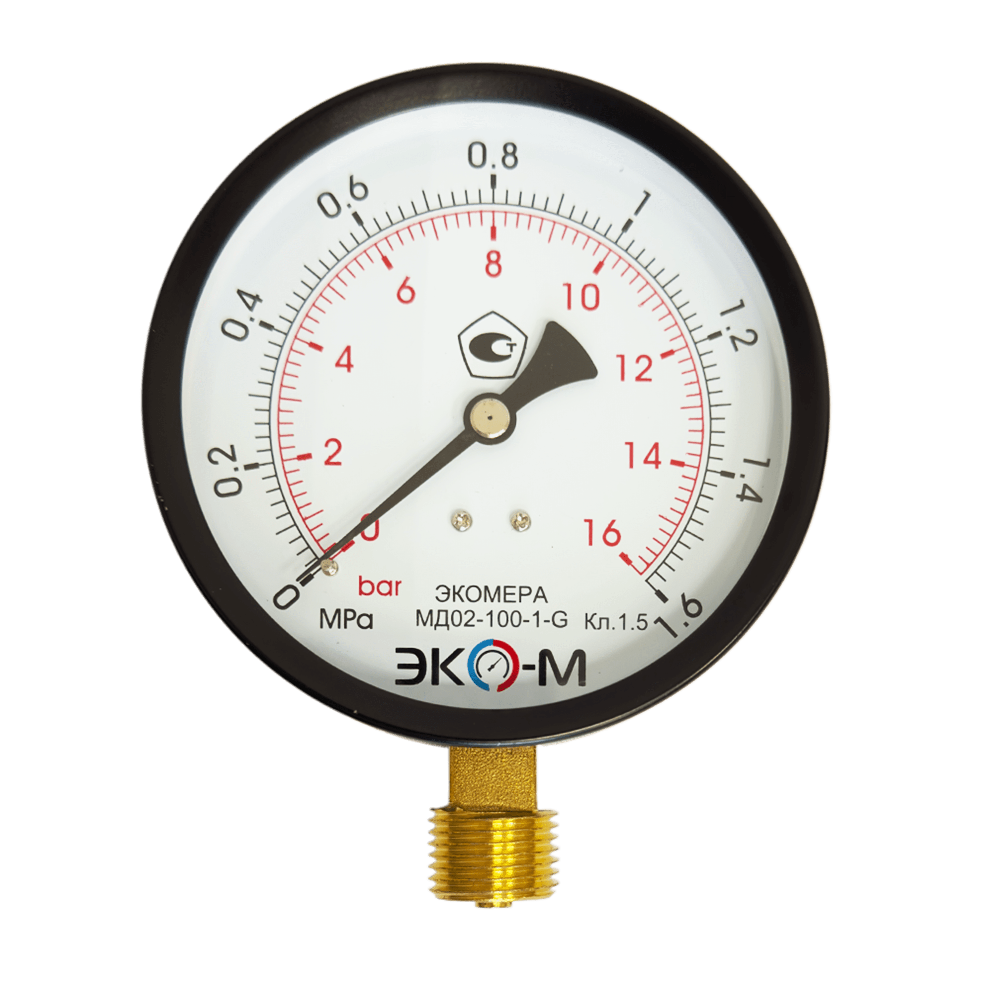 МД-02-100-1-G-1,6-min Манометр ЭКОМЕРА МД02-100мм 0..16 бар G1/2 (исп.2) 1