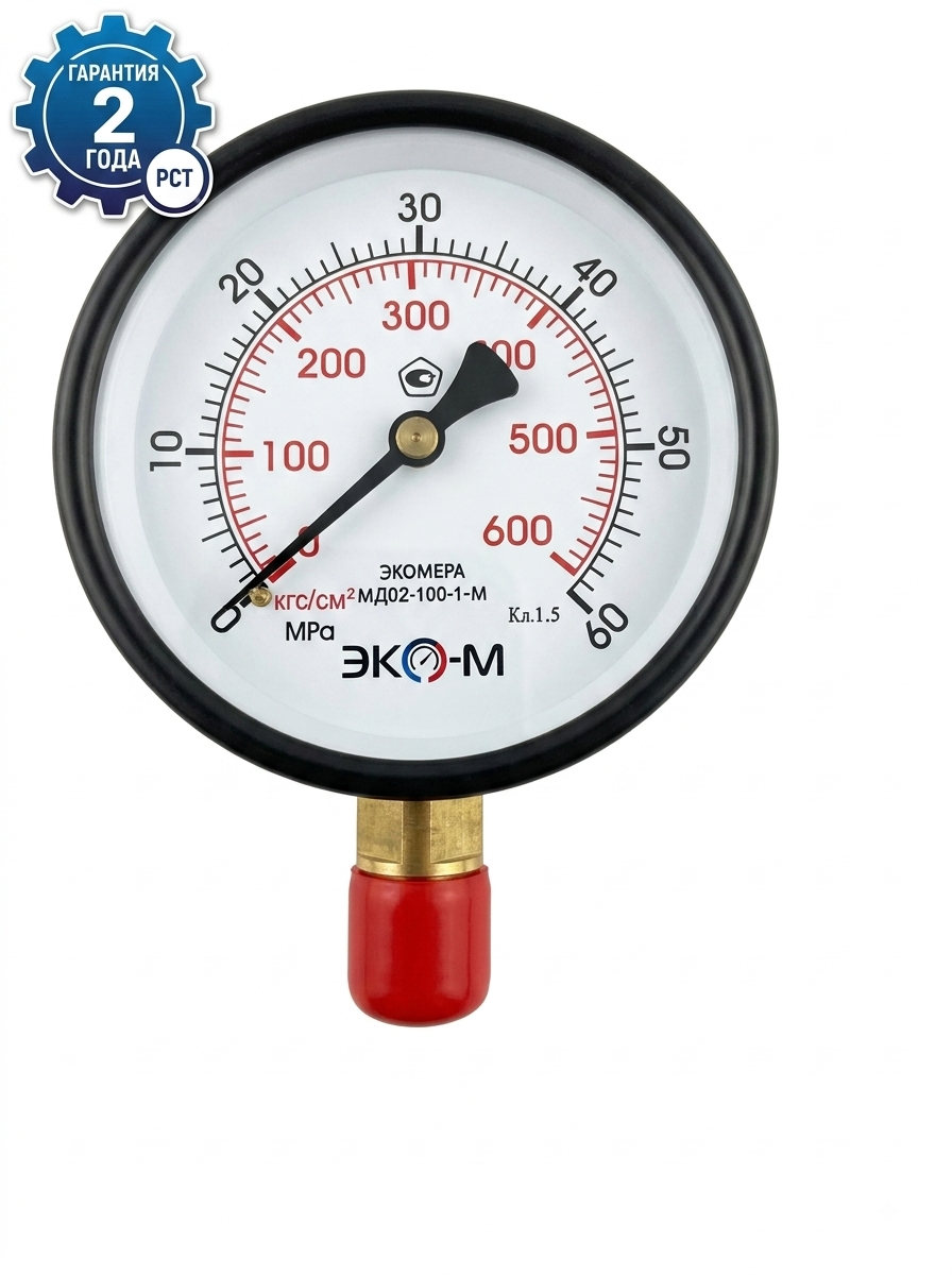 мд02 100 1 м 60мпа Манометр ЭКОМЕРА МД02-100мм 0..60 бар G1/2 1