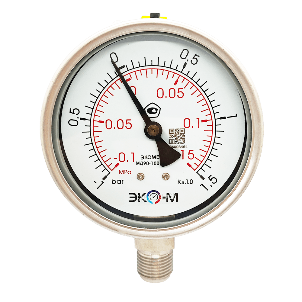 md90-100-1-м 1.5-min Манометр (Вакуумметр) Экомера МД90-100мм -0,1...0,5 МПа G1/2 (для гидрозаполнения) 1