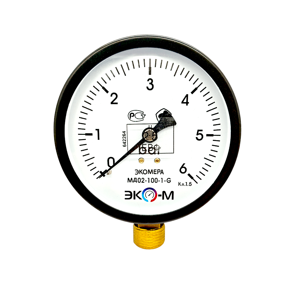 МД-02-100-1-G-6-min Манометр ЭКОМЕРА МД02-100мм 0..6 бар G1/2 (исп.2) 3