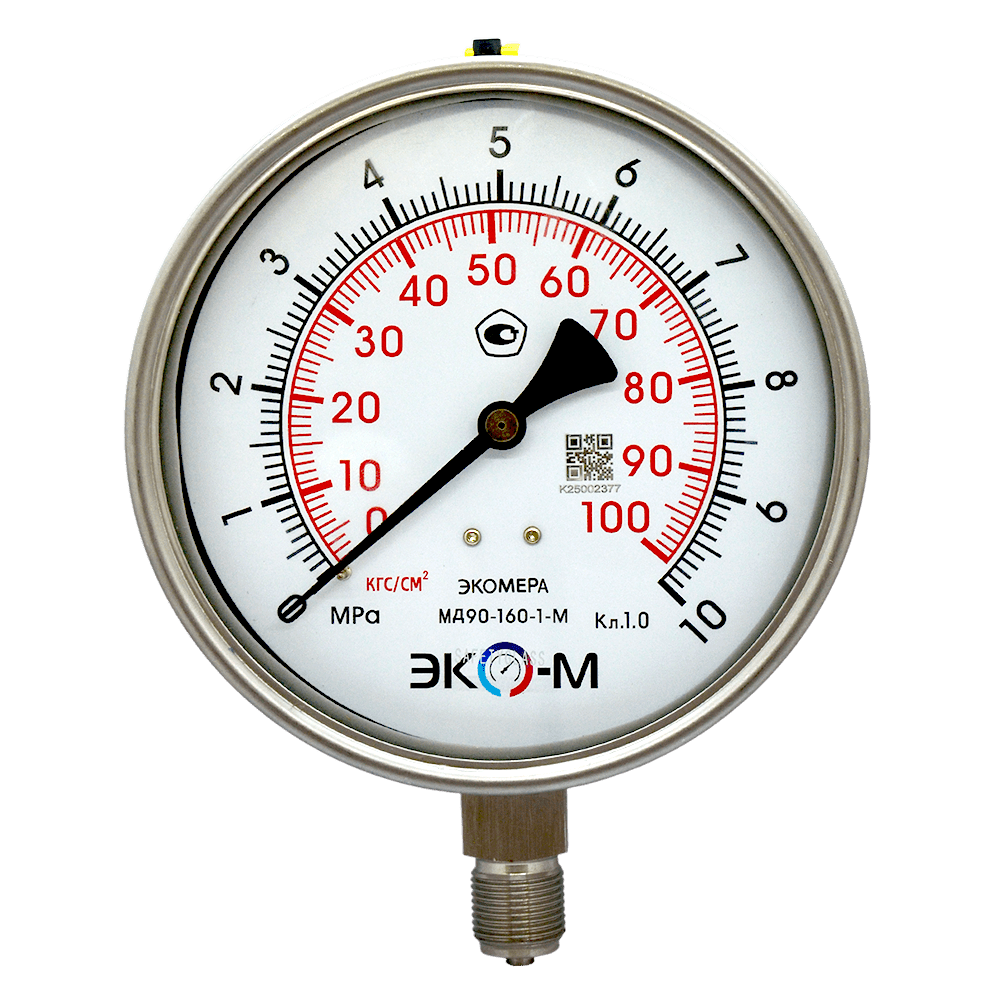 Экомера-МД90-160-1-M-10-min Манометр Экомера МД90-160мм 0..10МПа М20*1,5 (для гидрозаполнения) 1