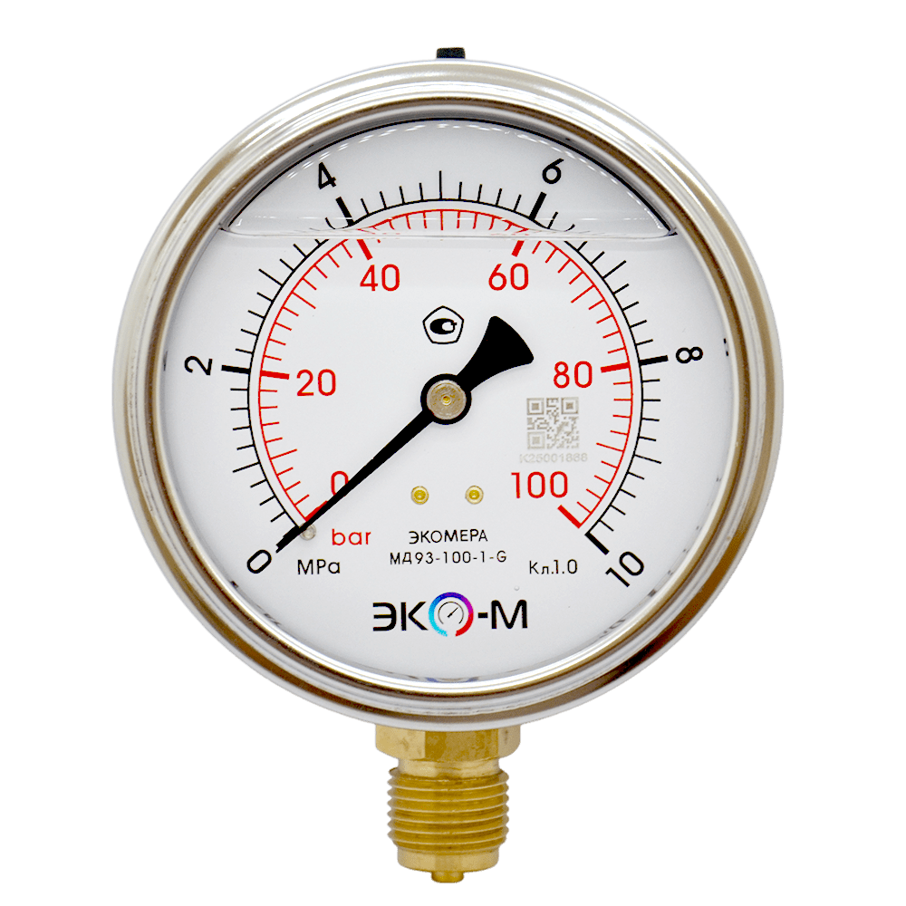 Экомера-МД93-100-1-G-10-min Манометр Экомера МД93-100мм 0..10МПа G1/2 (Гидрозаполненный) 1