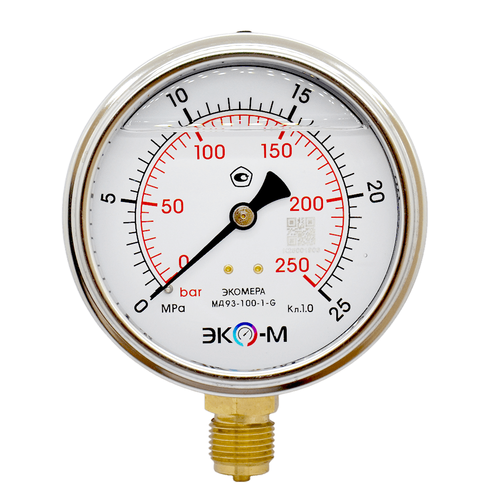 Экомера-МД93-100-1-G-25-min Манометр Экомера МД93-100мм 0..25МПа G1/2 (Гидрозаполненный) 1