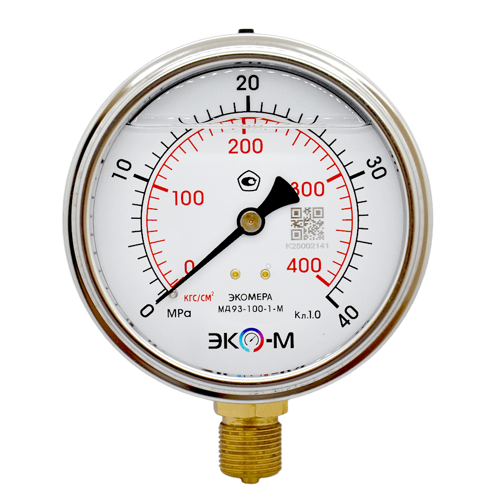 Экомера-МД93-100-1-M-40-min Манометр Экомера МД93-100мм 0..40МПа G1/2 (Гидрозаполненный) 1